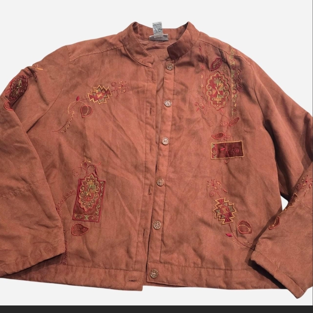 Embroidered Button-Up Jacket